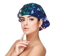 Glitter Sequin Spot Printed Satin Hair Bonnet for Sleeping Double Layer Silk Sleep Cap Hair Wrap Cap for Women Men Black