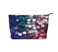 Glitter Sequin Spot Prints Corduroy Makeup Bag for Women Girls, Spacious Travel Cosmetic Organiser for Make-up, Toiletries & Essentials