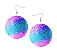 Glitter Sequin Spot Prints Leather round earrings Pendant Stylish and beautiful Lightweight Dangle for Women Girls