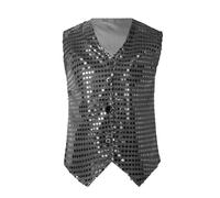 Glitter Sequin Vest Top for Boys Performance Stage Show Party Celebration Shiny Dance Costume Apparel Childrens Garment Girl Teen Carnival Jumper Teens Gold Kids Black Jacket Girls Silver Crop