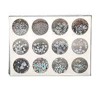 Glitter Sequins Set 12 Grids, Plastic 3D Nail Art Decorations, Multi - Color Craft Supplies - Bright Colors, Easy Storage, Perfect for DIY Nail and Craft Projects (Silver)