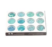 Glitter Sequins Set, 12 Grids Plastic, Bright Colors, Multi - Shape DIY Decorations - High Shine Finish, Layered Texture, Ideal for Nail Art and Craft Projects (Blue)