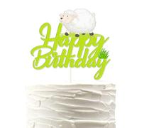 Glitter Sheep Happy Birthday Cake Topper,Sheep Baby Birthday Decor,Animal Themed, Kids Birthday,Baby Shower Party Decoration Supplies.