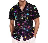 Glitter Shirt Men's 3D Print Button Down Shirt Long Sleeve Shirt Carnival Shirt Print Clubwear Fancy Dress Costumes Casual Shirt for Club Rock Hip-Hop Disco Party Cosplay