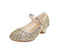 Glitter Shoes Women's Performance Dance Shoes Closed Toe Princess Shoes Casual Shoes Low Heel Soft Sole Training Shoes for Women Salsa Latin Wedding Party, gold, 7 UK