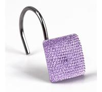 Glitter Shower Curtain Hooks Rings: Bling Sparkle Shiny Crystal Diamond Decorative Shower Curtain Hooks for Christmas & Holidays - Luxury Fancy Glam Curtain Hooks & Hangers (Purple)