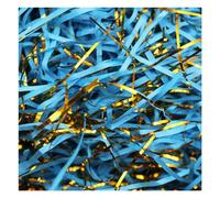Glitter Shredded Tissue Paper, 2-Colour Filling Material Gift Ribbon with Gold Threads Shredded Paper(Blue,500g)