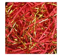 Glitter Shredded Tissue Paper, 2-Colour Filling Material Gift Ribbon with Gold Threads Shredded Paper(Red,500g)