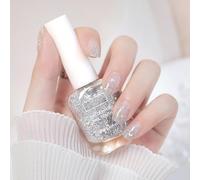 Glitter Silver Nail Polish, Quick Dry Long Lasting Shimmer Nail Varnish, Natural Peel off Water Based Formula No UV Needed Nail Paint Art Manicure Gifts for Women Girls DIY Home(10ml)