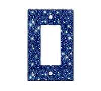 Glitter Single Rocker Light Switch Cover, Modern Glamorous Stars Sparkles None Blue Plastic Standard Size Switch Plate Decorative for Home Living Room Bedroom Bathroom Decor