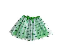 Glitter Skirt Women's St. Patrick's Day Mesh Print Short Tutu Skirt for Stage Performances and Parties - Perfect for Festive Occasions, White, One Size