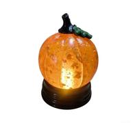 Glitter Snow Pumpkin Light LED Resin 10x14cm(WithElectricity) | Shake for snow effect, golden glitter swirl, warm orange LED, resin build, cozy autumn vibe