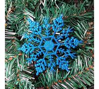 Glitter Snowflake Shape Hanging Decorations Christmas Tree Ornament Window Decoration,24Pcs (blue)