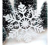 Glitter Snowflake Shape Hanging Decorations Christmas Tree Ornament Window Decoration,24Pcs (white)