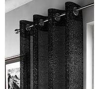 Glitter Sparkle Ring Top Voile Curtain Panel - Black (Adele 53" W x 108" D)