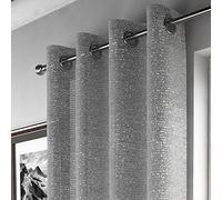 Glitter Sparkle Ring Top Voile Curtain Panel - Silver (Adele 55" W x 72" D)