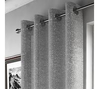 Glitter Sparkle Ring Top Voile Curtain Panel - Silver (Adele 55" W x 90" D)