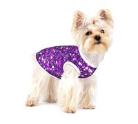 Glitter Sparkles Shimmer Printing,Cotton Sleeveless Pet T-Shirt Soft Stretchy Puppy Breathable Vest,M
