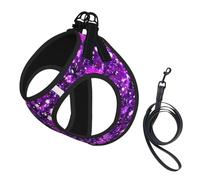 Glitter Sparkles Shimmer Printing,Pet Harness,Adjustable Reflective Dog Harness,Pet Leash Vest,M