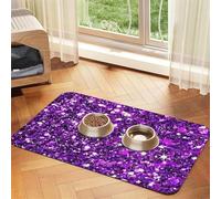 Glitter Sparkles Shimmer Printing,Waterproof Pet Feeding Mat,PU Leather Placemats for Cat Dog Water Bowl,Food Mats,30x45cm