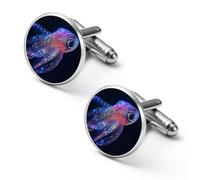 Glitter Squid Shirt Cufflinks for Men Cuff Links Tie Father Husband Wedding Business 1.7cm