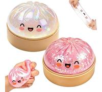 Glitter Squishy Bao Dumpling, 2Pcs Mystery Dumplings Squishies Fidget Toys, Giant Squishys Sensory Toys Stress Balls for Kids Adults Autism Adhd, Fufu Taba Squishies Bao Bun for Anxiety Relief