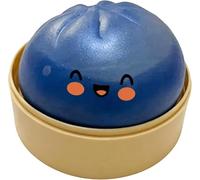 Glitter Squishys Dumpling with Bamboo Steamer Box for Adults Collection, Mystery Surprise Bao Bun Dumpling Soft Squeeze Stress Relief Toy Sensory Fidget Toys Party Favors Blue