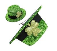 Glitter St Patrick’s Day Hair Clips - Mini Hat Shape Hairpins | Irish Festival Costume Accessories Women Girls, Party Supplies For Holiday Celebration