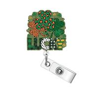 Glitter St Patrick's Day Badge Reel Green Lucky Clover Badge Clip Work Retractable Badge Holder with Alligator Clip St Patrick's Day Gifts Shamrock Id Badge Reel for Women Nurse Doctor Office Worker