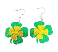 Glitter St. Patrick's Day Shamrock Acrylic Earrings Lucky Clover Rainbow Bot Dangle Earrings for Irish Festival Party Jewelry for Women, Zinc, No Gemstone