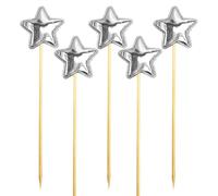 Glitter Star Cake Toppers - 5X Star Cupcake Picks - Cupcake Pentagram Decor Stake Baking Food Decor Deliver Blessings