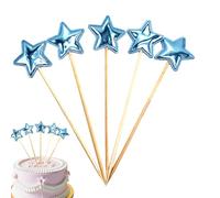 Glitter Star Cake Toppers - 5X Star Cupcake Picks - Food-grade Glitter Decorative Cupcake Picks Children Birthday Cake Decor shining in silver or gold luster, adding romance and fantasy t