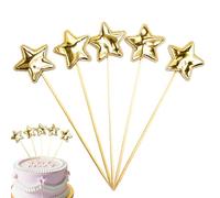 Glitter Star Cake Toppers, Star Cupcake Toppers, 5 x Birthday Cake Toppers for | Glitter Cupcake Baking and Food Decoration Picks for and Girls, Christmas Cakes, Deliver Love