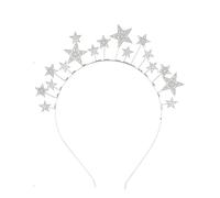 Glitter Star Headband Rhinestone Halo Crown Metal Headpiece Crystal Princess Hair Hoop Silver Stars Hair Band for Women Girls Bridal Tiara Birthday Party Festival