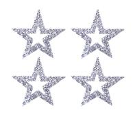 Glitter Star Rhinestone Stickers, Resin Rhinestone Star Patches Silver, Self-Adhesive Hollowed-Out Stars Stickers for DIY Sparkling Decoration, Pack of 4