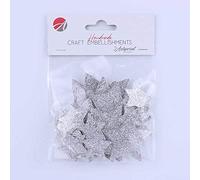 Glitter Star Sticker, Pack of 24 Self-Adhesive Star Stickers for Art & Craft Embellishments, Sparkly Glitter Stickers for Card Making, Scrapbooking, Party Wedding Christmas Wall Decoration (Silver)
