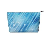 Glitter Stars Blue Pattern, Cosmetic Bag Corduroy Makeup Bag Portable Travel Toiletry Bag