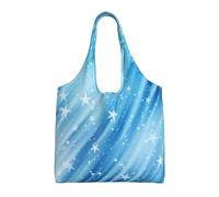 Glitter Stars Blue Pattern,Reusable Tote Bags Grocery Bags Large Capacity Canvas Shopping Shoulder bag