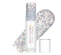 Glitter Stick for Face, Body & Hair - Highlighter Makeup Stick with Chunky Holographic Shimmer, Waterproof Sparkle Powder for Festivals, Parties, Halloween & Christmas (Silver 01)