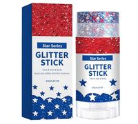 Glitter Stick - Waterproof Ģlitter Makeup, 15g Red White Blue Body Glitter Stick | Face And Body Ğlitter Śtick, Mermaid B́ Ĝlitter Štick, Face Ġlitter Makeup For July 4th Memorial Day Party