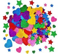 Glitter Stickers 150pcs, Self Adhesive Glitter Foam Stickers Heart Star Stickerss, Sparkly Stickers‘s for Crafts Shiny Stickers‘s Card Making Scrapbook Wall Decoration