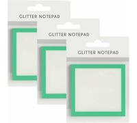 Glitter Sticky Notes, Cute Self Adhesive Note Memo Pads, Clear Post It Notes Pastel, Small to Do List, Office Supplies (Green)
