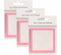 Glitter Sticky Notes, Cute Self Adhesive Note Memo Pads, Clear Post It Notes Pastel, Small to Do List, Office Supplies (Pink)