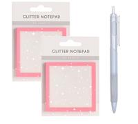 Glitter Sticky Notes, Glitter Notepad, 2026 New Glitter Notepad Sticky Notes, Clear Post It Notes Pastel, Small to Do List, for Book Tabs, School Supplies, for Home Office School (Pink)