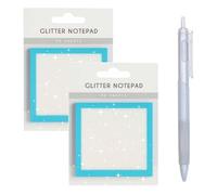 Glitter Sticky Notes, Glitter Notepad, 2026 New Glitter Notepad Sticky Notes, Clear Post It Notes Pastel, Small to Do List, for Book Tabs, School Supplies, for Home Office School (Blue)