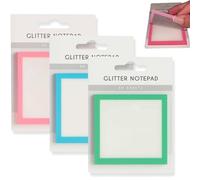 Glitter Sticky Notes, Transparent Glitter Notepad Sticky Notes, Cute Self Adhesive Note Memo Pads, for to-Do Lists & Office Supplies, 3-Color Set