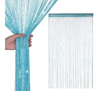 Glitter String Curtain Panel 200x90cm - Sparkling Tassel Fly Screen, Polyester Fringe Room Divider for Doorways, Windows, Parties & Home Decoration (Tuquoise)