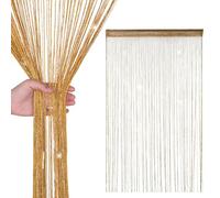 Glitter String Curtain Panel 200x90cm - Sparkling Tassel Fly Screen, Polyester Fringe Room Divider for Doorways, Windows, Parties & Home Decoration (Gold)