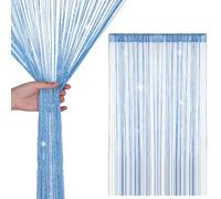 Glitter String Curtain Panel 200x90cm - Sparkling Tassel Fly Screen, Polyester Fringe Room Divider for Doorways, Windows, Parties & Home Decoration (Sky Blue)