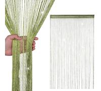 Glitter String Curtain Panel 200x90cm - Sparkling Tassel Fly Screen, Polyester Fringe Room Divider for Doorways, Windows, Parties & Home Decoration (Green)